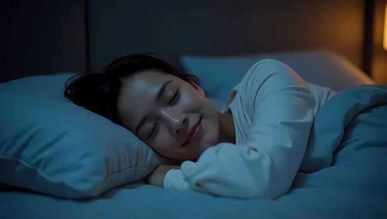 Person peacefully sleeping in bed